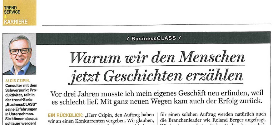 Alois Czipin Kommentar im trend 21/2017 Service Karriere
