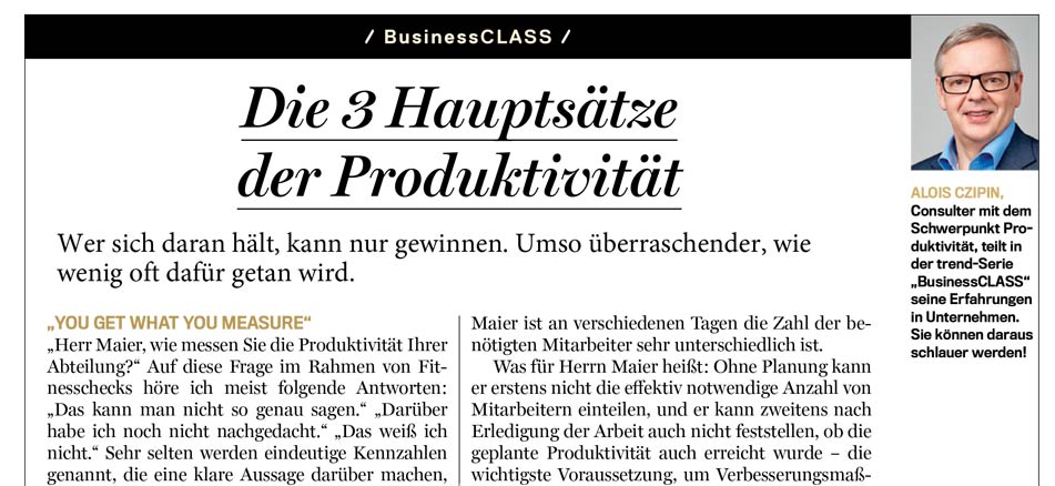 Alois Czipin Kommentar im trend 34/2017 Service Karriere