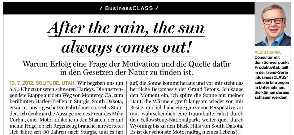 Alois Czipin Kommentar im trend 39/2017 BusinessCLASS