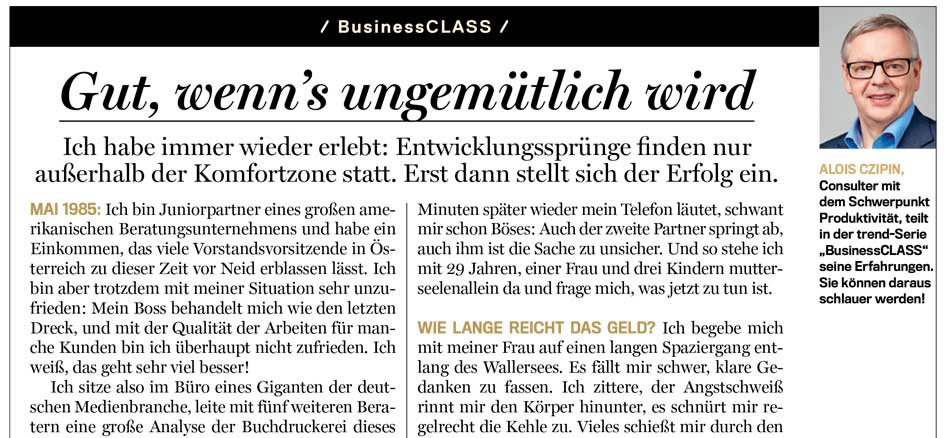 Alois Czipin Kommentar im trend 47/2017 BusinessCLASS