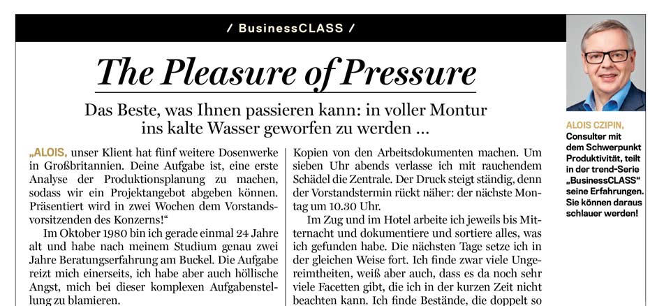 Alois Czipin Kommentar im trend 31/2018 BusinessCLASS