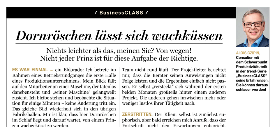 Alois Czipin Kommentar im trend 36/2019 BusinessCLASS
